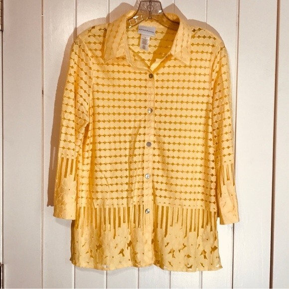 Alfred Dunner Semi Sheer Button Front Blouse - Picture 3 of 9